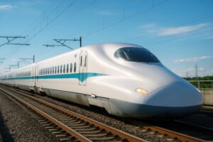 高速で走る新幹線