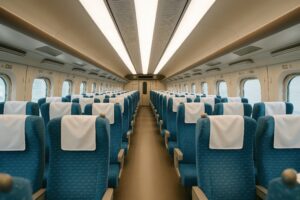 窓際に並ぶ新幹線の座席
