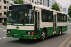 緑と白のツートンバス