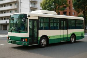 木陰のある住宅街とバス