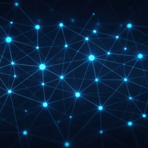 光るノードと線で構成されたネットワーク概念図