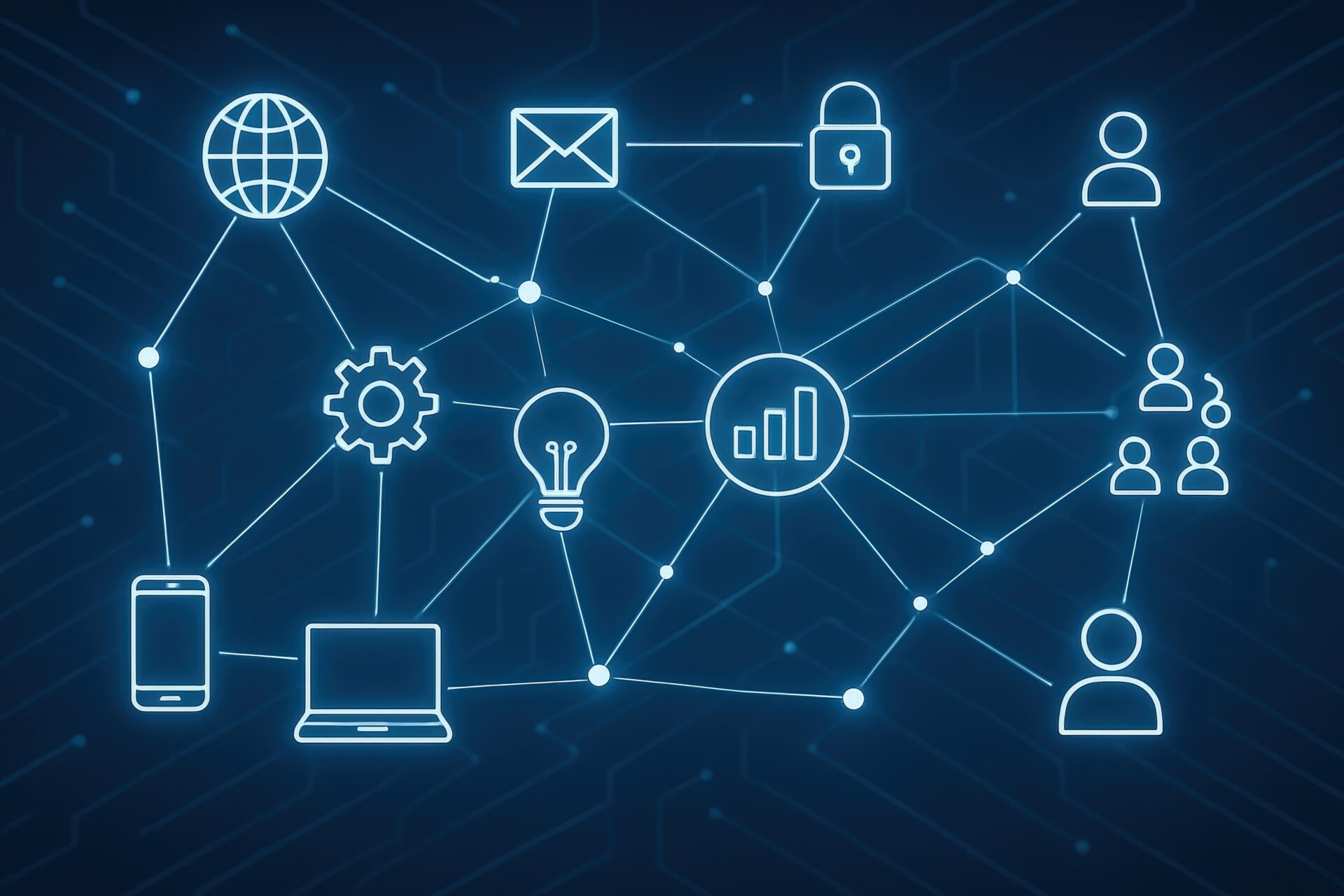 デジタルアイコンとネットワーク接続のコンセプト