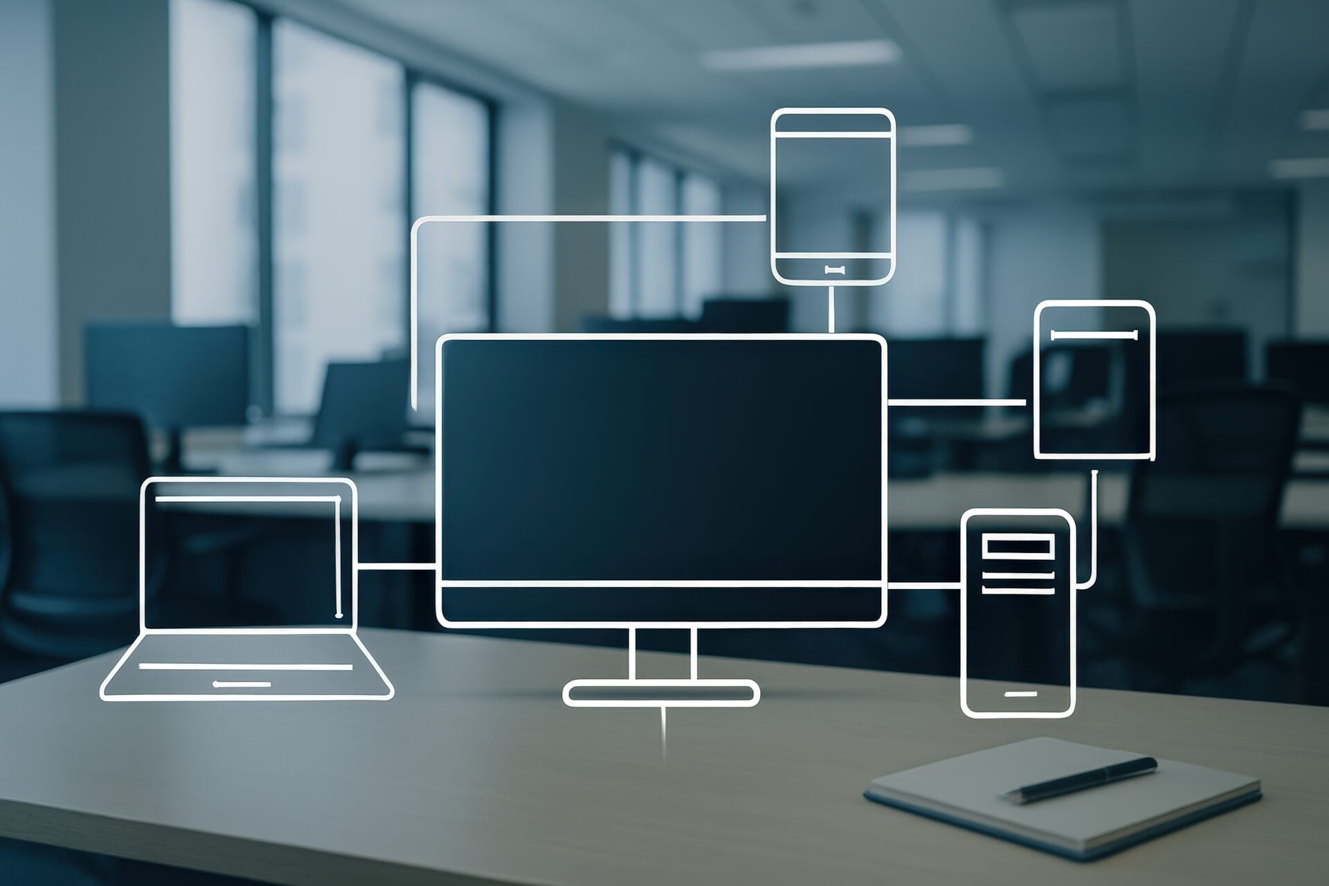 オフィスのデジタルネットワーク接続イメージ
