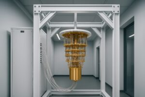 配線が接続された量子コンピュータの冷却システム