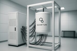 量子コンピュータシステムが設置されたモダンな実験室