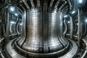 明るい照明の核融合炉施設