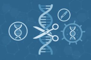 遺伝子をハサミで切るイメージのイラスト