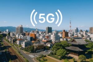 5G通信と日本の都市風景