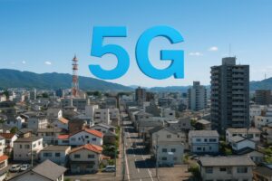 5G通信と地方都市の風景