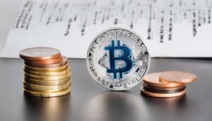 コインとビットコインの静物写真
