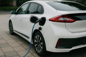 電気自動車の充電中の様子