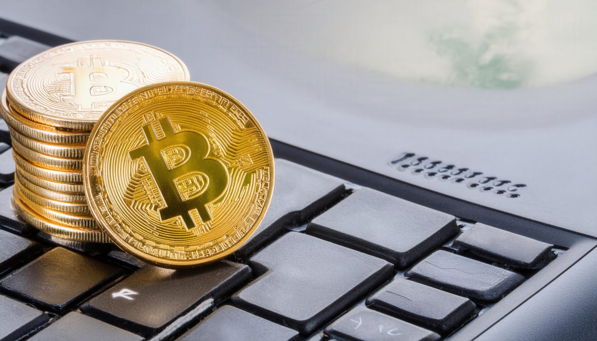 キーボード上のビットコインの積み重ね