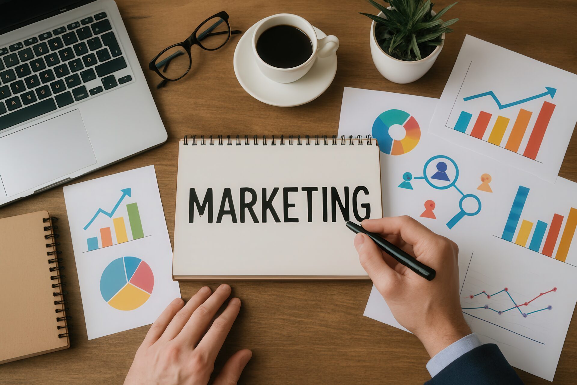 マーケティング戦略を書き出すビジネスシーン