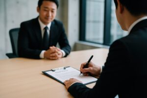 契約書に署名するビジネスマン