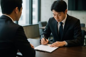 契約書に署名するビジネスマン