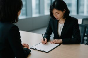 契約書に署名するビジネスウーマン