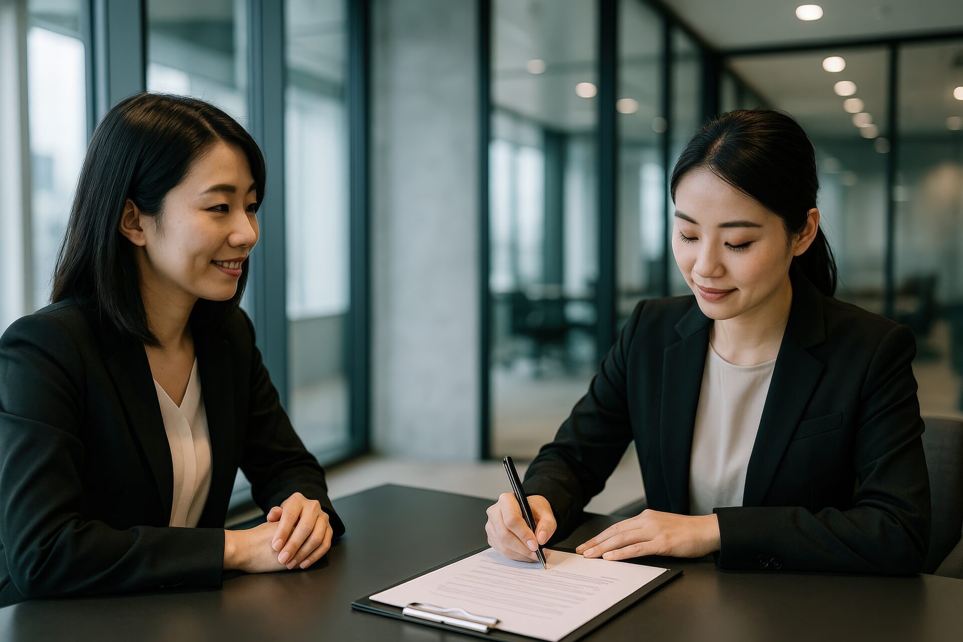 契約書に署名するビジネスウーマン