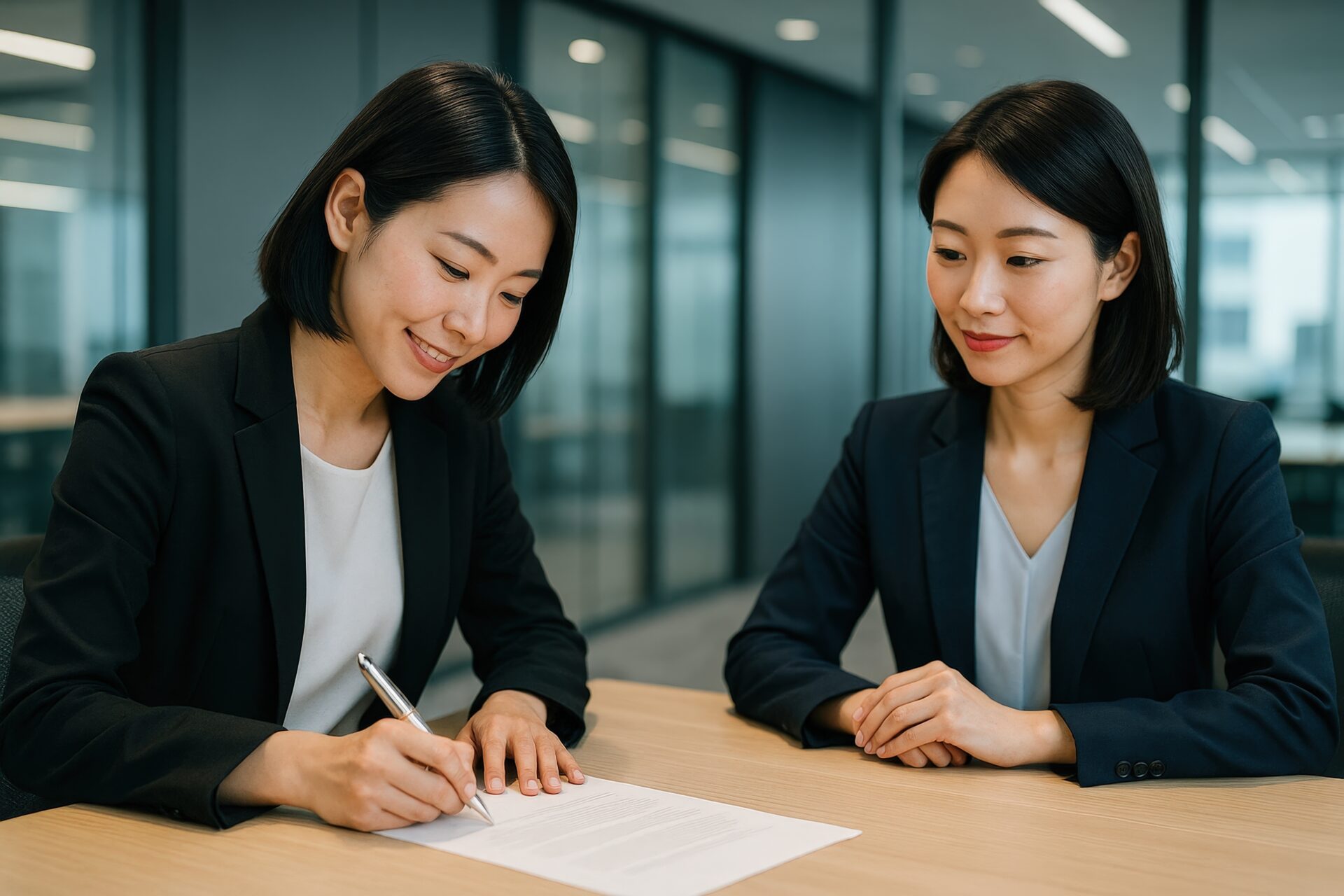契約書に署名するビジネスウーマン