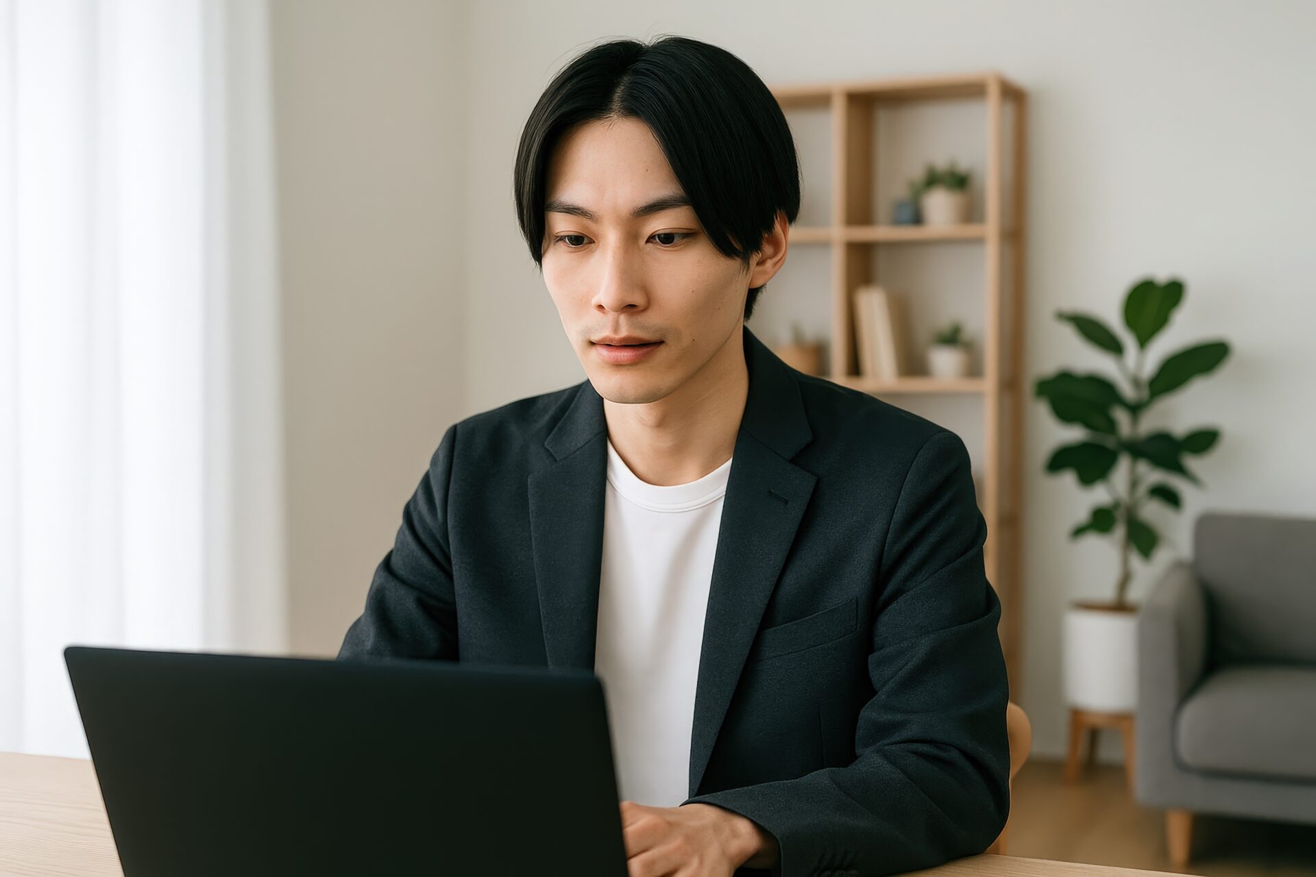パソコン作業をする若いビジネスマン