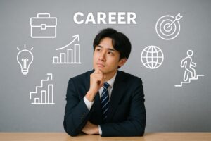 キャリアの将来を思案する若いビジネスマン