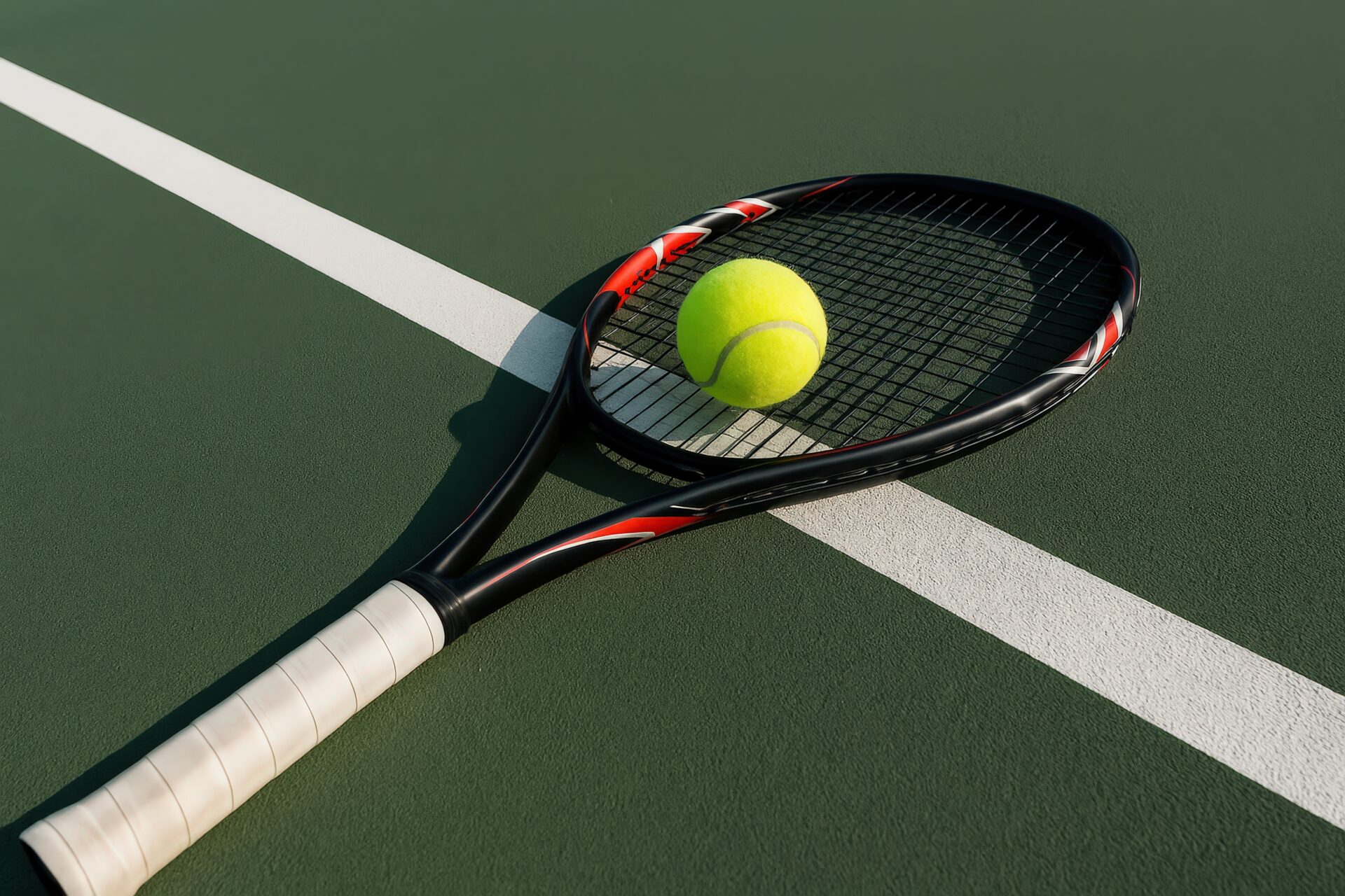 テニスラケットとボールのクローズアップ
