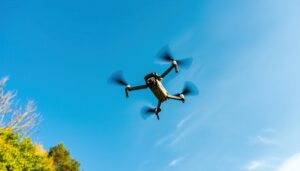 上空を飛ぶドローン