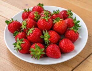 白い皿にたくさんのイチゴ