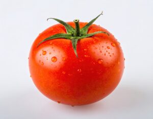 白背景で水滴の付いたトマト