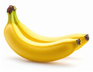 白背景に並んだ2本のバナナ