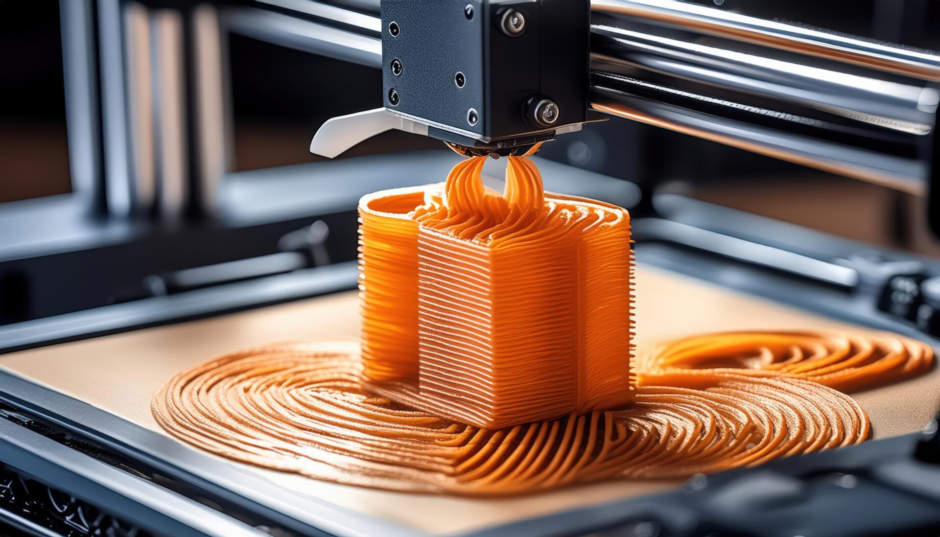 3Dプリンターで作成中の立方体デザイン