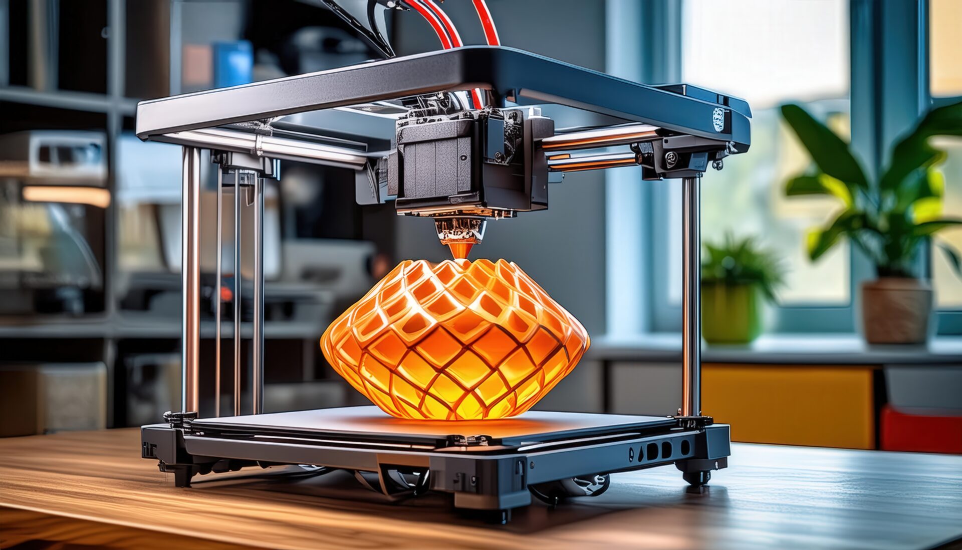 3Dプリンターで作成中の幾何学的な形状