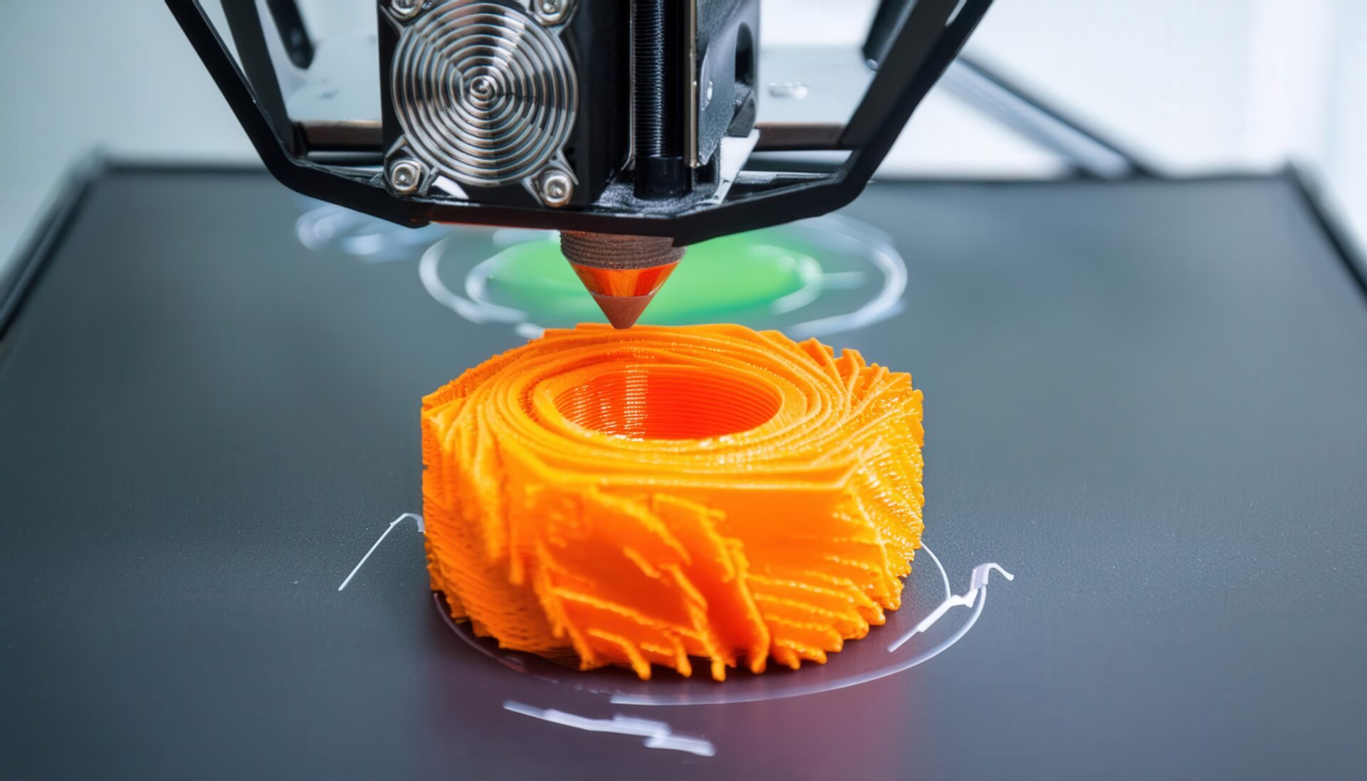 3Dプリンターで円形のデザインを作成中