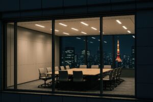 東京タワーを望む夜景の会議室