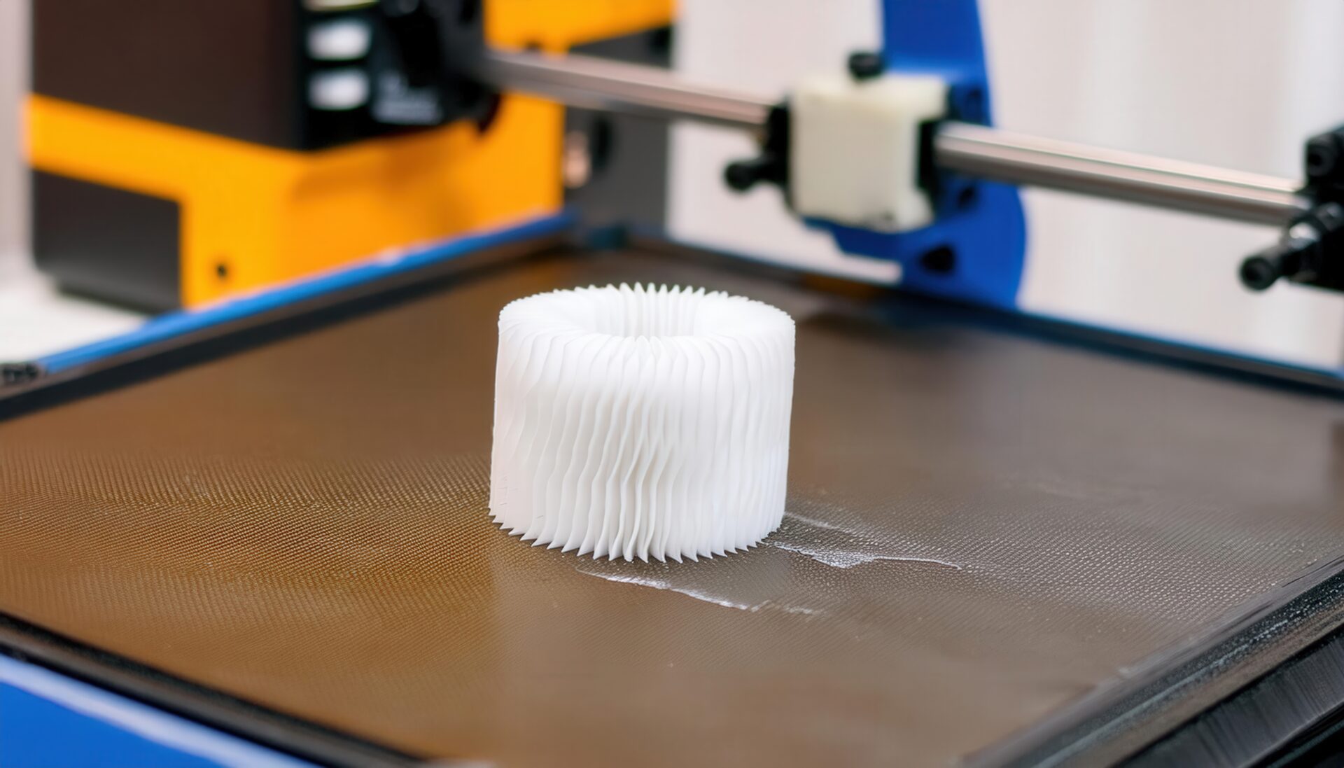 円形デザインを作成中の3Dプリンター