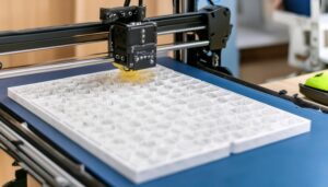 格子状の大きなデザインを印刷する3Dプリンター