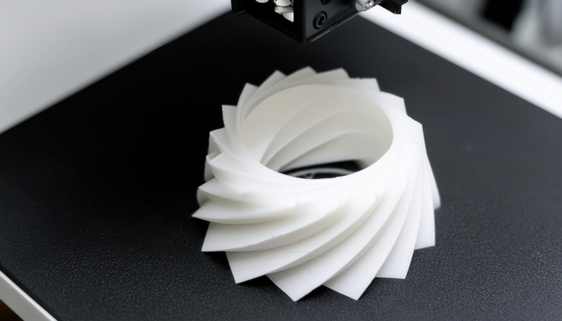 3Dプリンターで作成された白い造形物