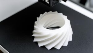 3Dプリンターで作成された白い造形物