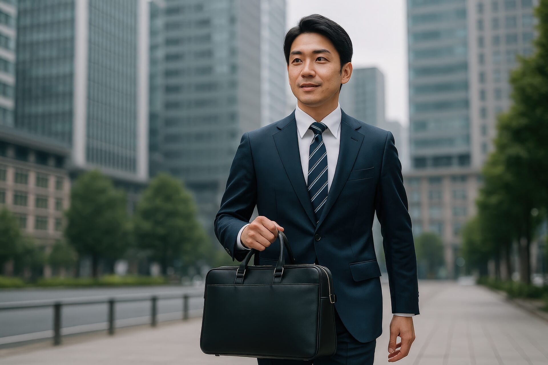 街中を歩くスーツ姿のビジネスマン