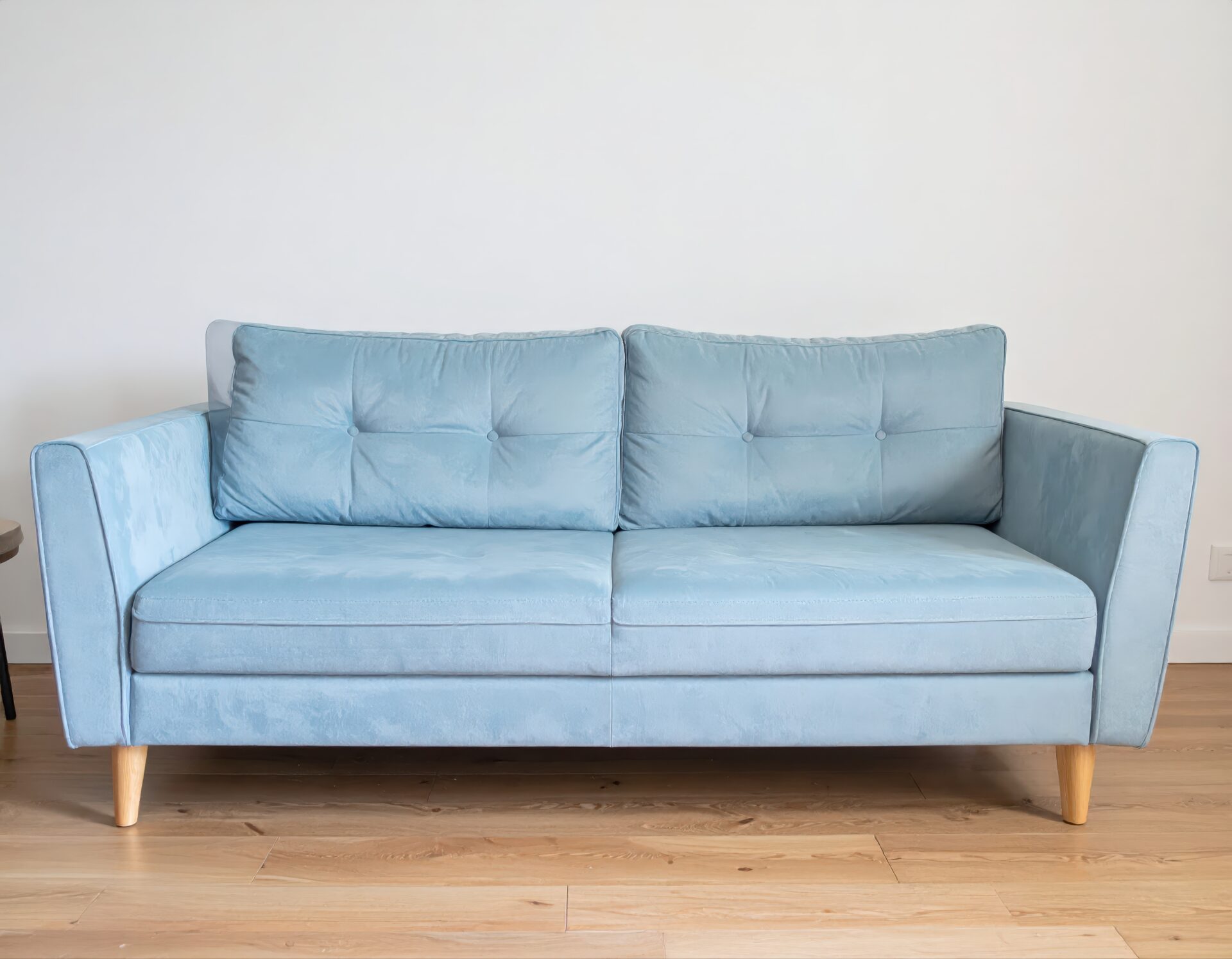 ブルーの2人掛けモダンソファ