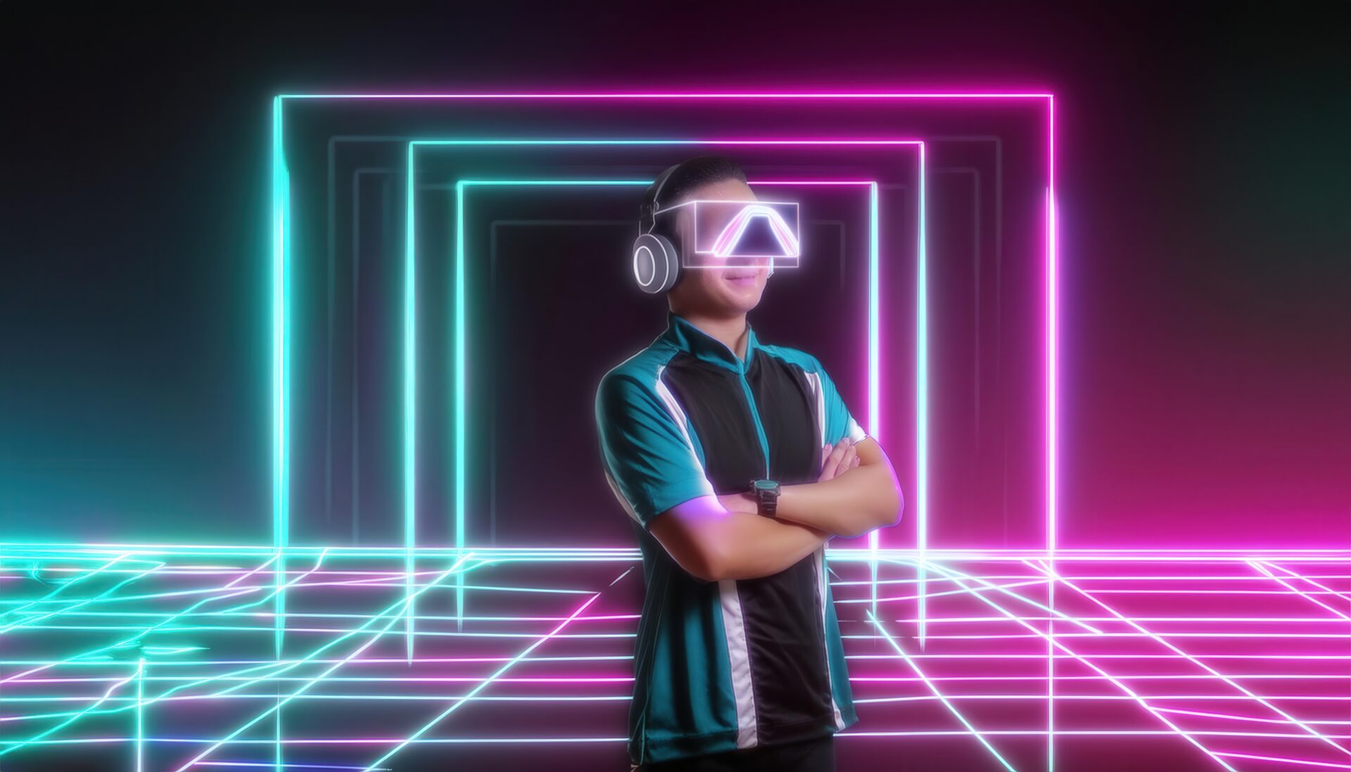 VRゴーグルを装着した男性