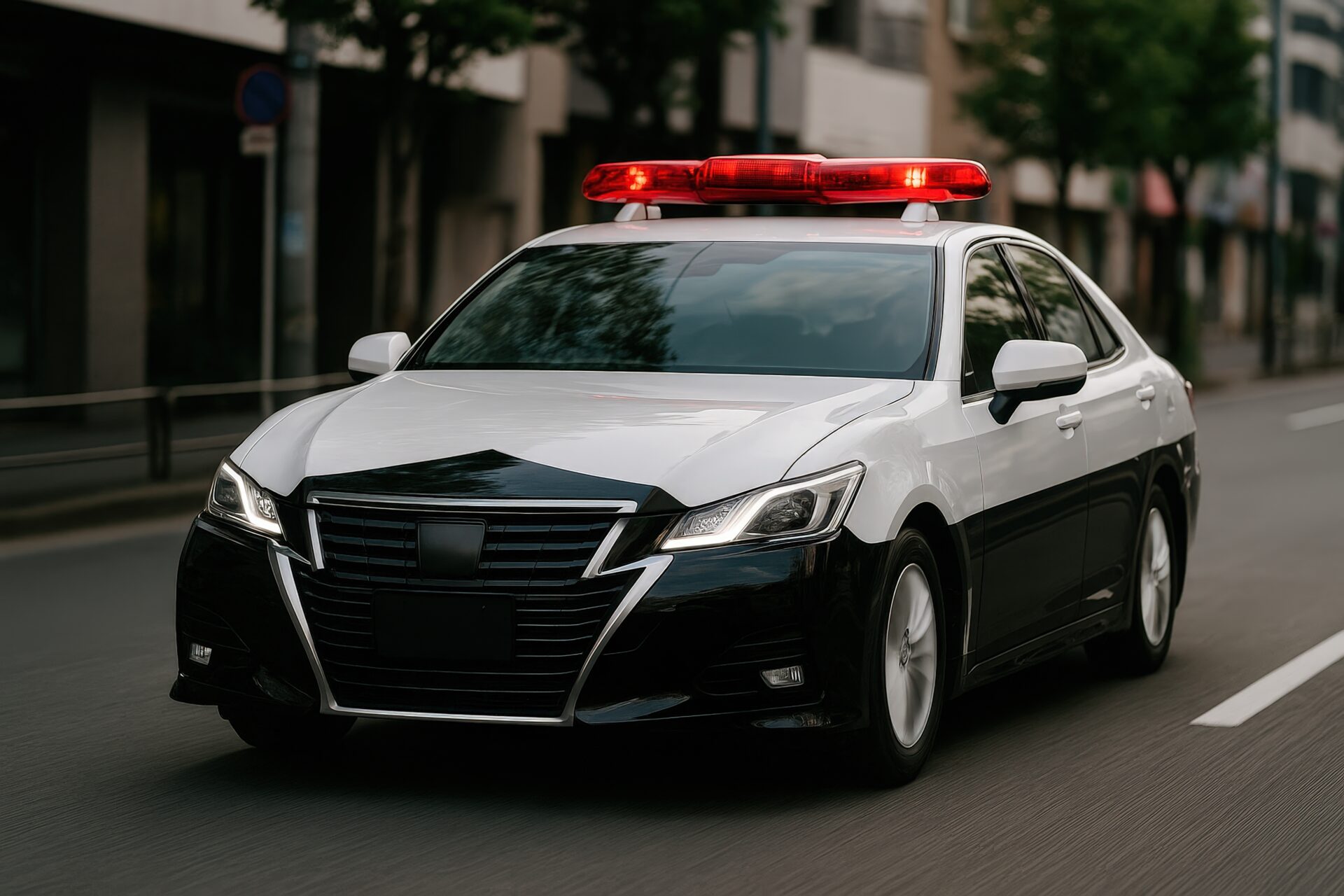 住宅街で巡回する警察の車両