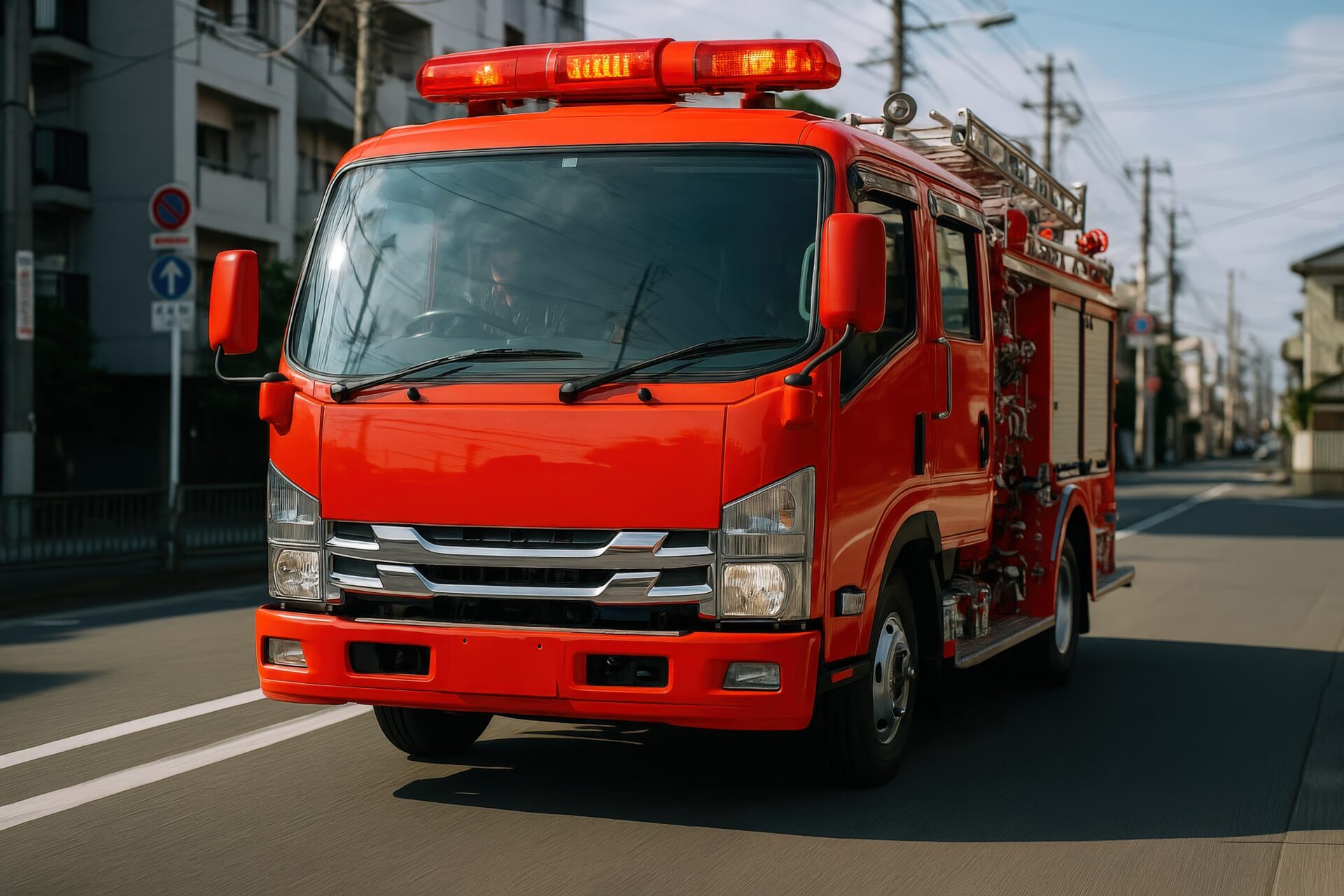 緊急出動中の消防車両