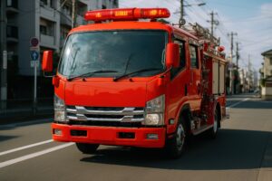 緊急出動中の消防車両