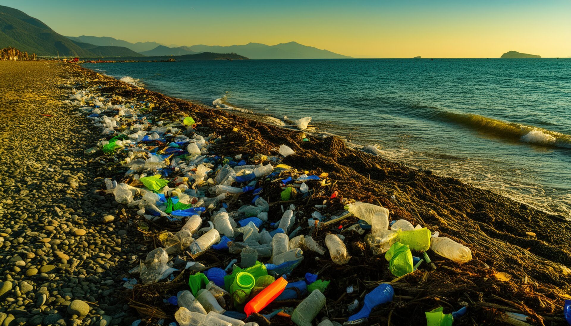 海岸に漂着したプラスチックごみ