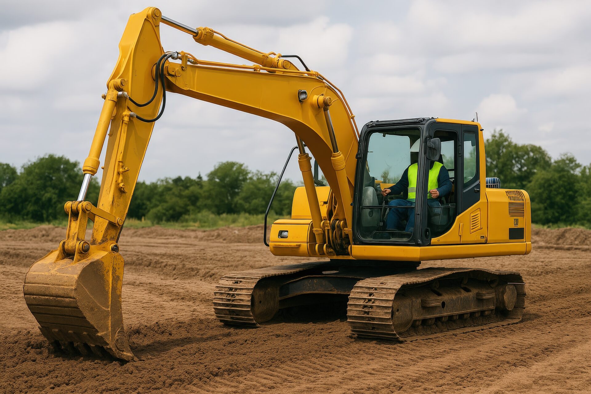 整地現場で操作されるユンボ