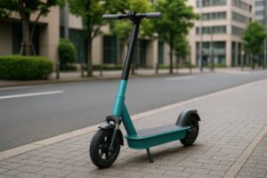都市の歩道に停車中の電動キックボード