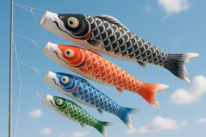 晴天の空を泳ぐこいのぼり