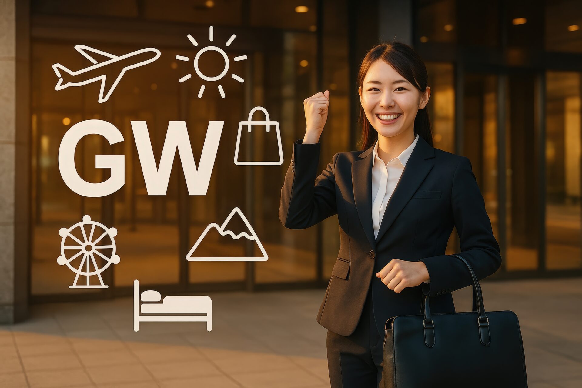 ゴールデンウィークを迎えて笑顔の若手会社員