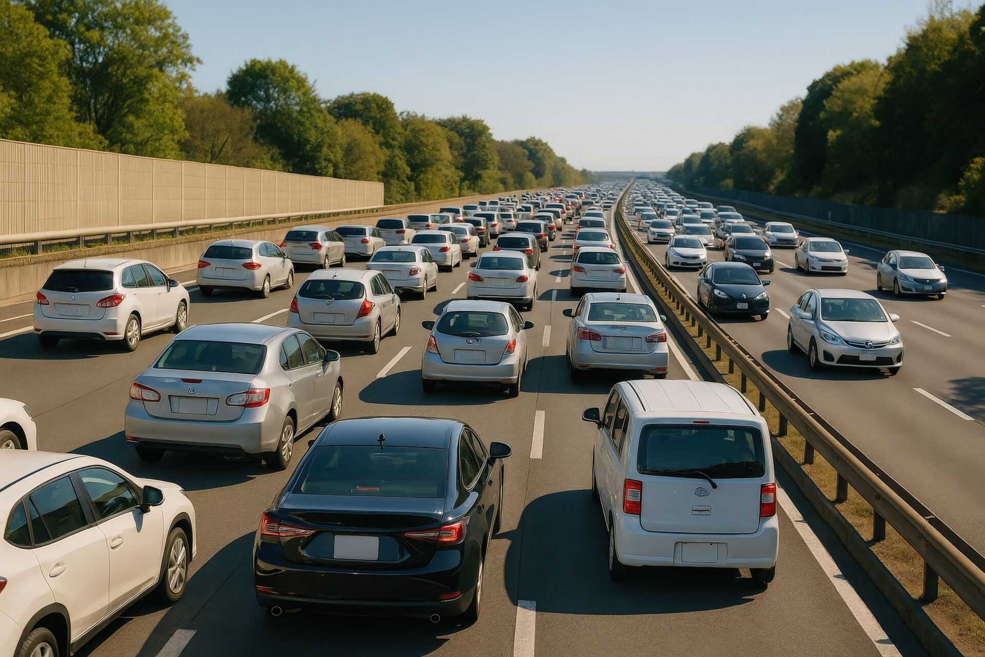 晴天の中で発生した連休中の渋滞