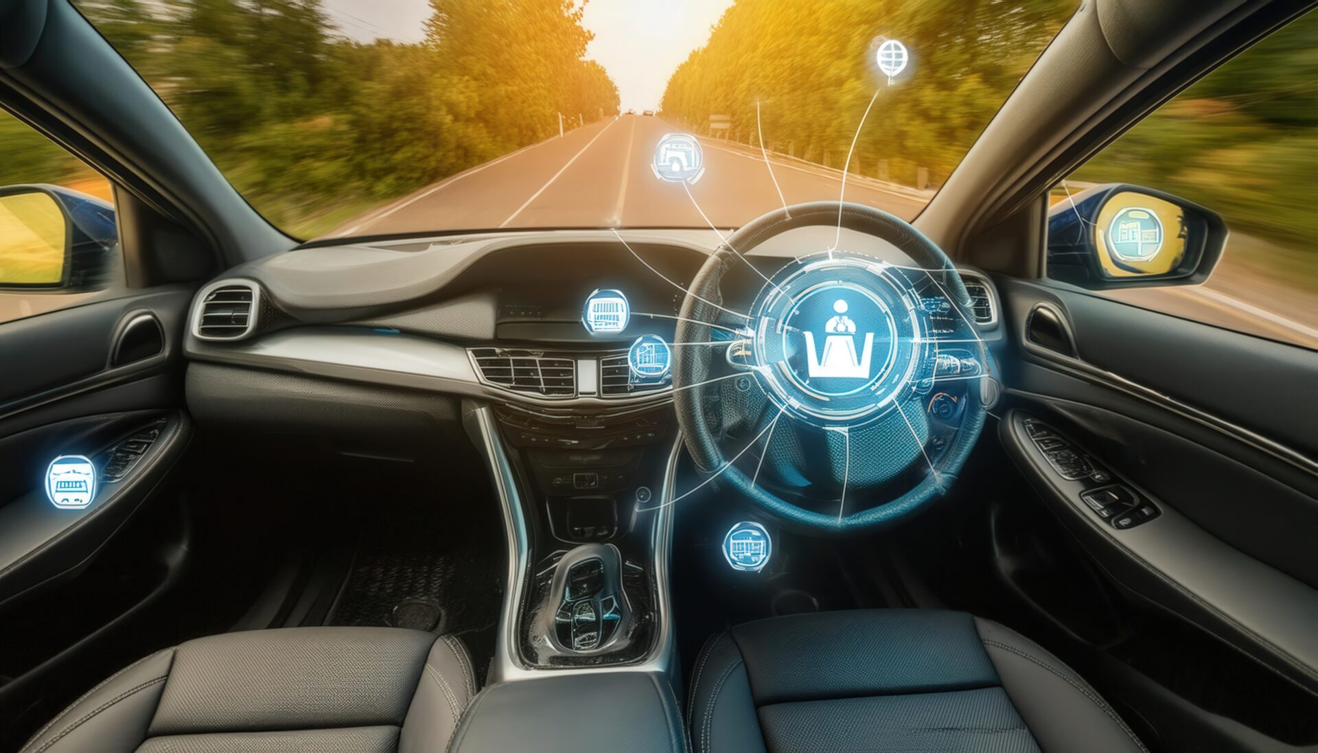 運転席に表示された未来型UI